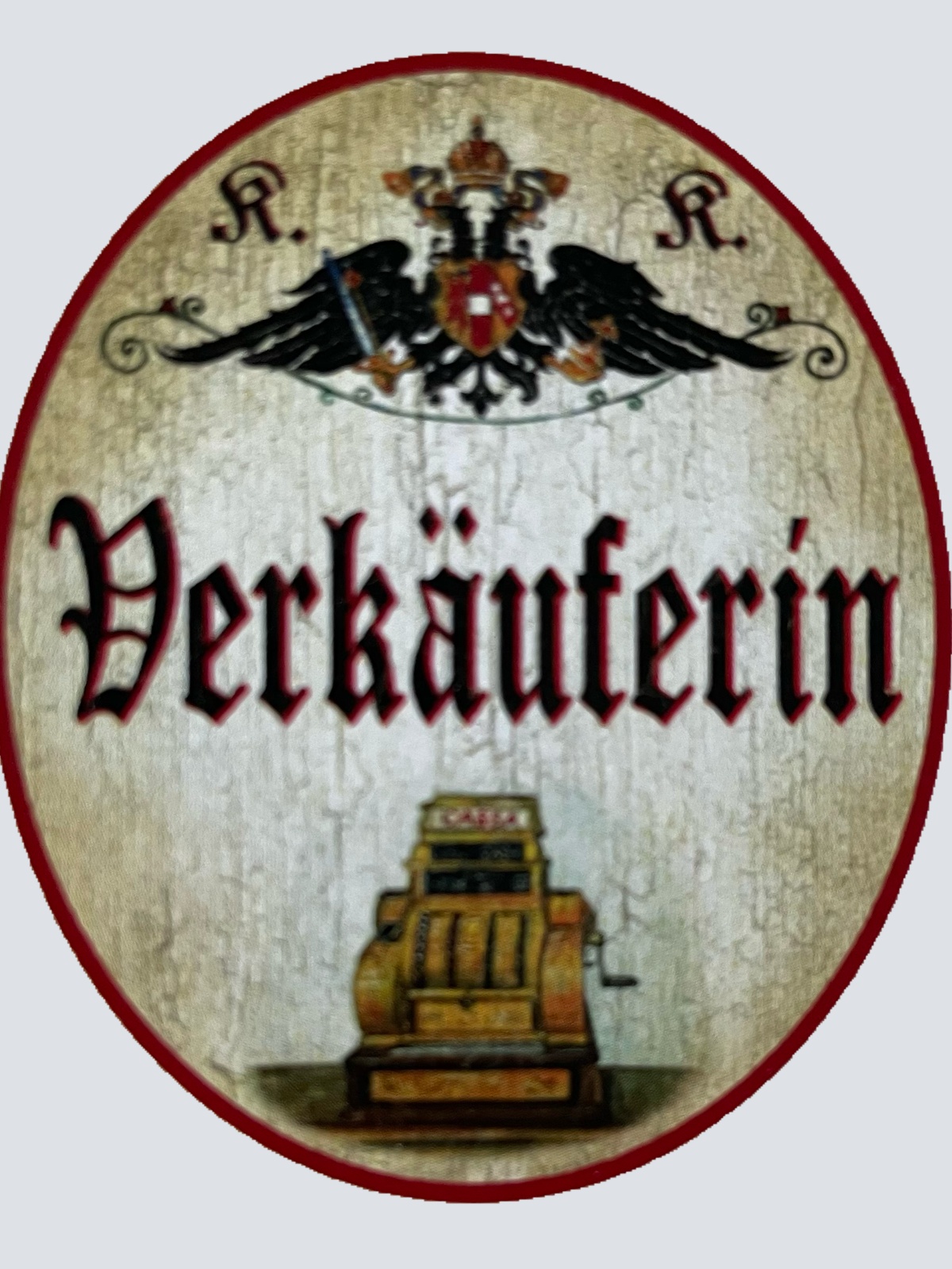 KuK Nostalgie Holzschild Verkäuferin Verkauf Einzelhandel Kunden Geschäft Schild