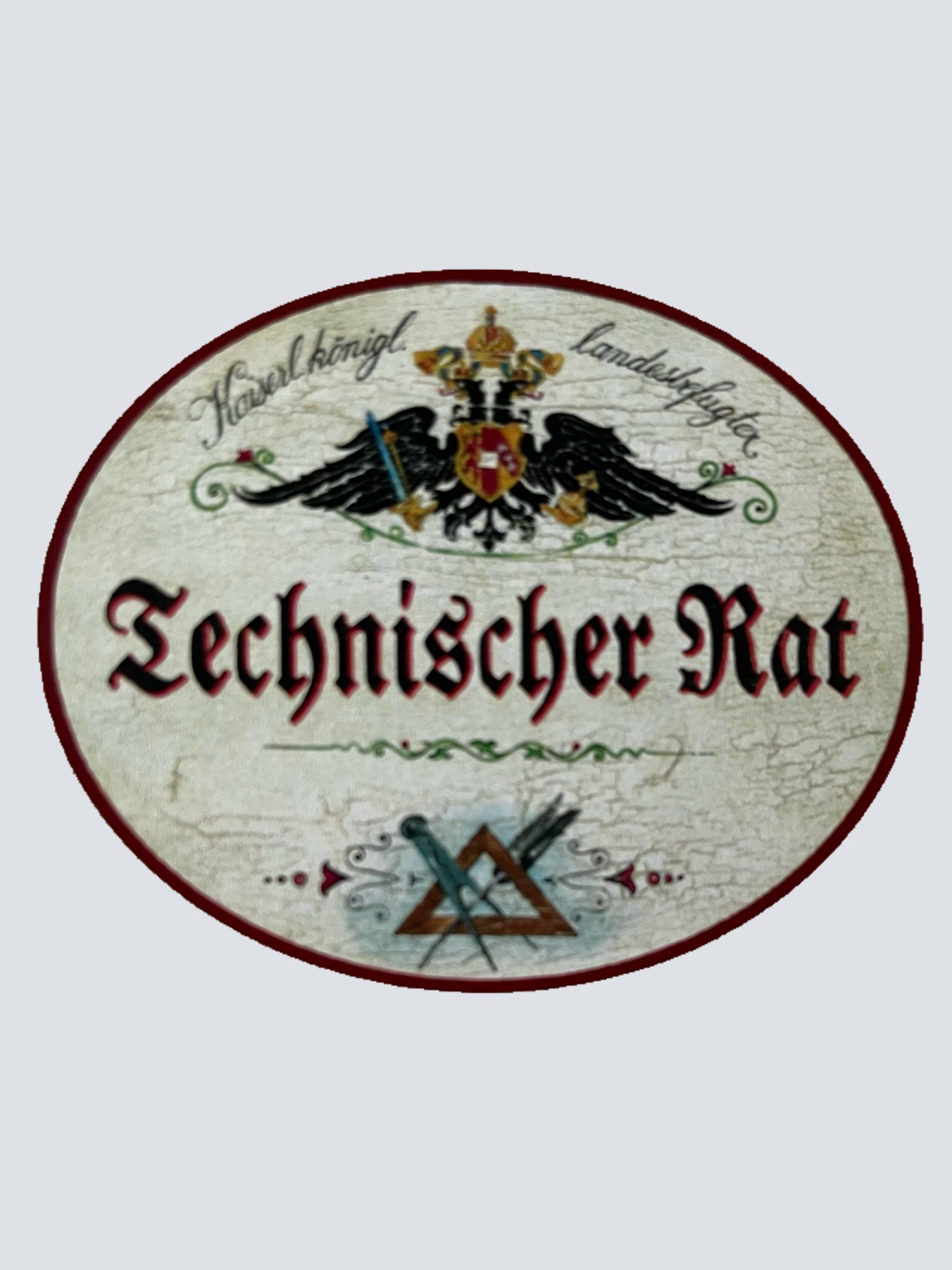 KuK Nostalgie Holzschild Landesbefugter Technischer Rat Auszeichnung Schild