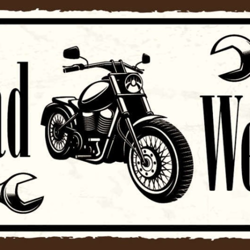 Schild Motorrad Werkstatt Mechaniker Moped Biker Bastler 27x10 Blech od.Holz
