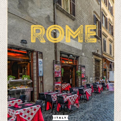 Schild Rome Italy Rom Italien Restaurant Café 12x18 20x30 30x40 Blech od. Holz