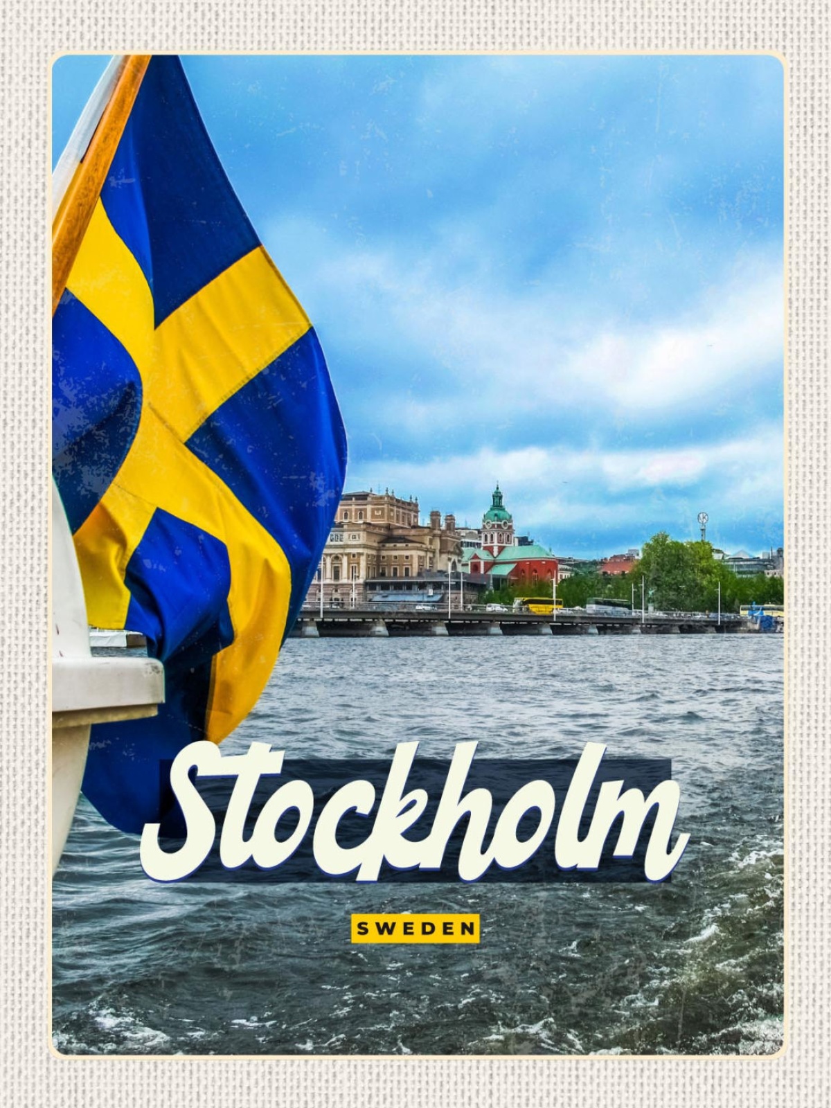 Schild Stockholm Sweden Schweden Schiff Flagge Boot 12x18 20x30 30x40 Blech/Holz