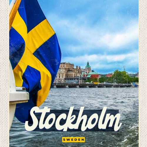 Schild Stockholm Sweden Schweden Schiff Flagge Boot 12x18 20x30 30x40 Blech/Holz