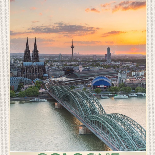 Schild Cologne Germany Köln Stadt Ansicht Dom D 12x18 20x30 30x40 Blech/Holz