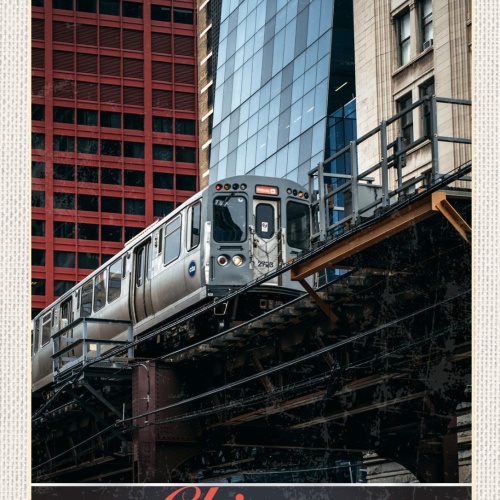 Schild Chicago USA L Zug Bahn Illinois Stadt 12x18 20x30 30x40 Blech/Holz