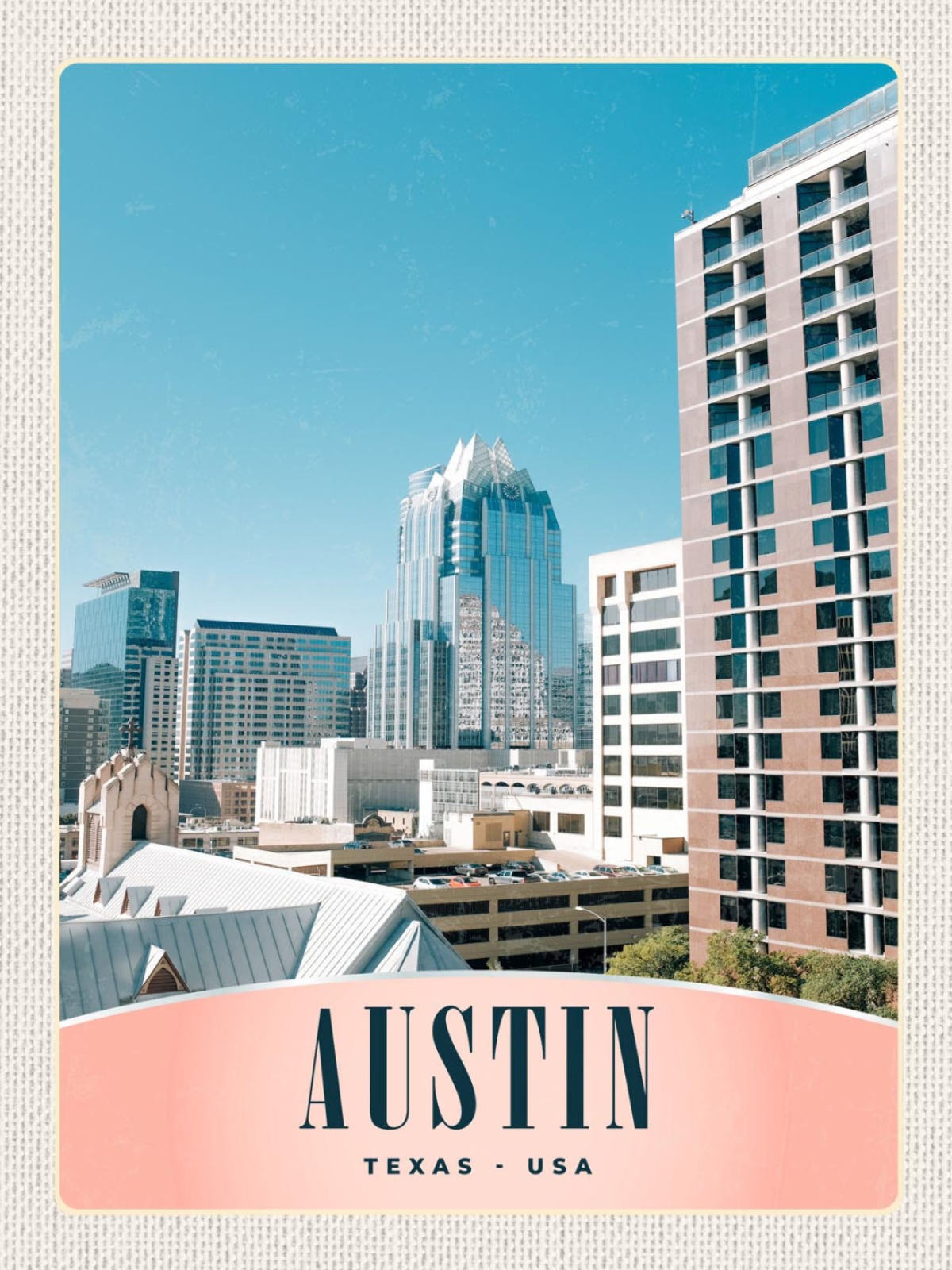 Schild Austin Texas USA Frost Bank Building Amerika 12x18 20x30 30x40 Blech/Holz