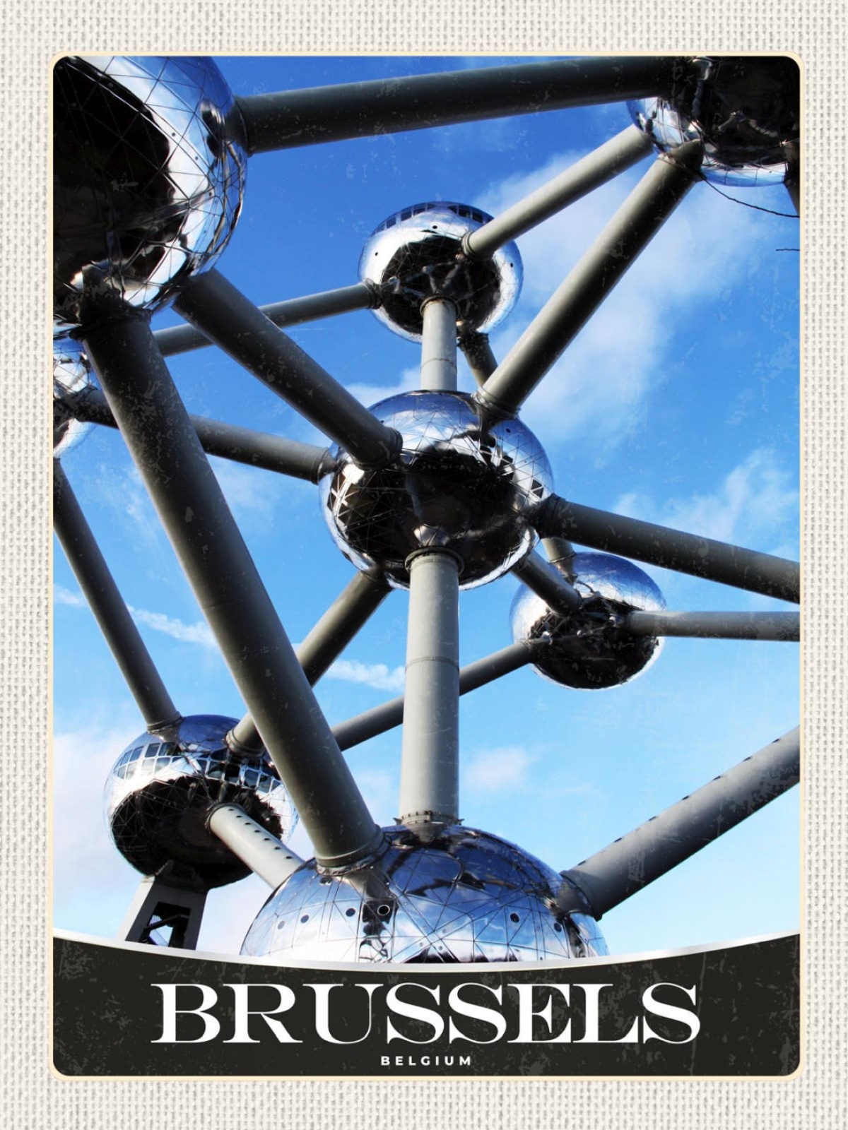 Schild Brussels Belgium Brüssel Belgien Atomium 12x18 20x30 30x40 Blech/Holz