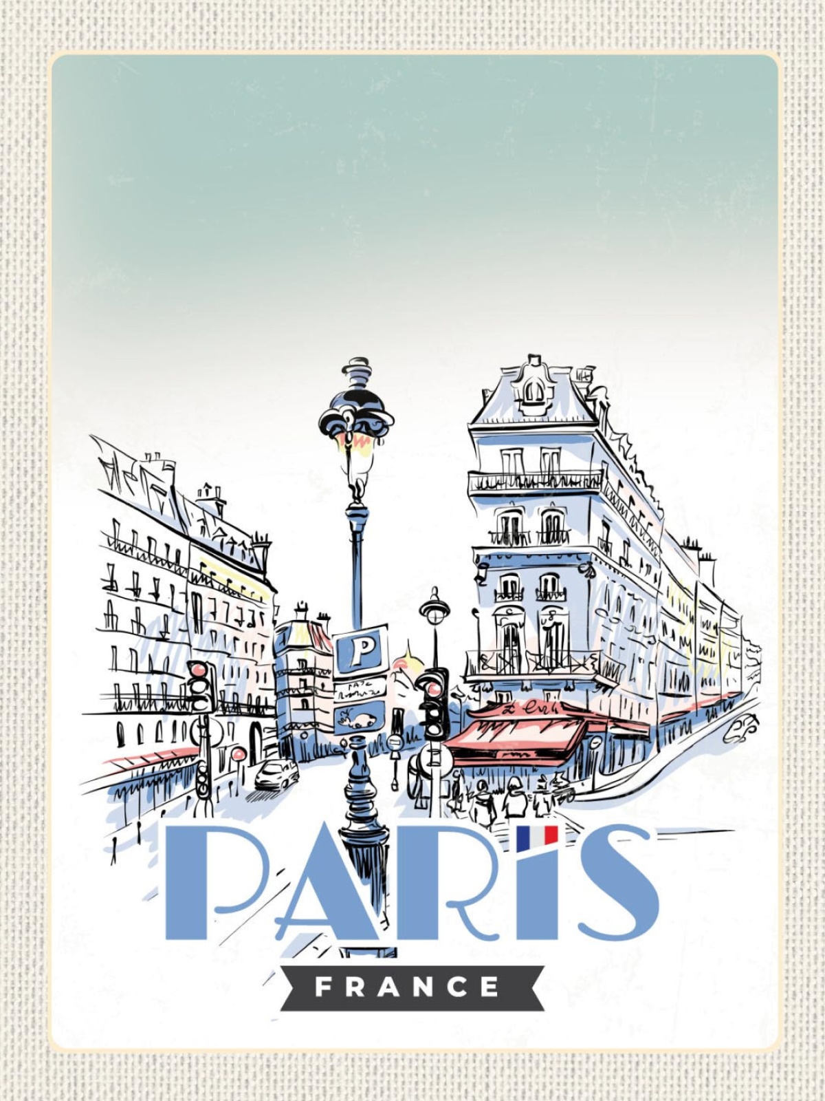 Schild Paris France Frankreich Illustration 12x18 20x30 30x40 Blech od. Holz