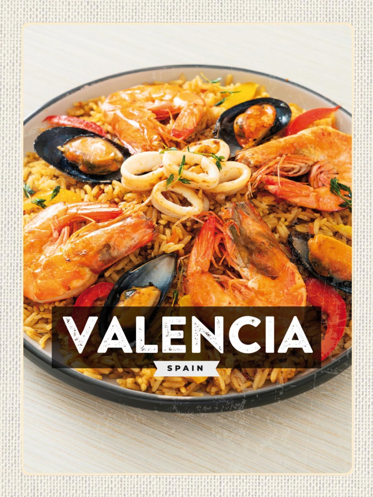 Schild Valencia Spain Spanien Paella Meeresfrüchte 12x18 20x30 30x40 Blech/Holz