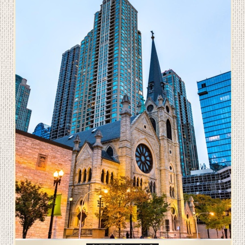 Schild Chicago USA Holy Name Cathedral Illinois 12x18 20x30 30x40 Blech/Holz
