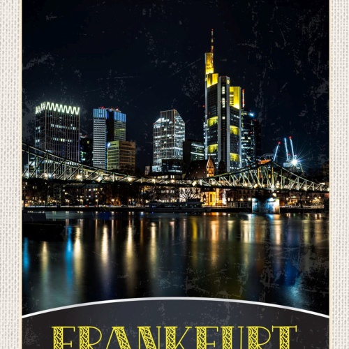 Schild Frankfurt Germany Deutschland Stadt Nacht 12x18 20x30 30x40 Blech/Holz