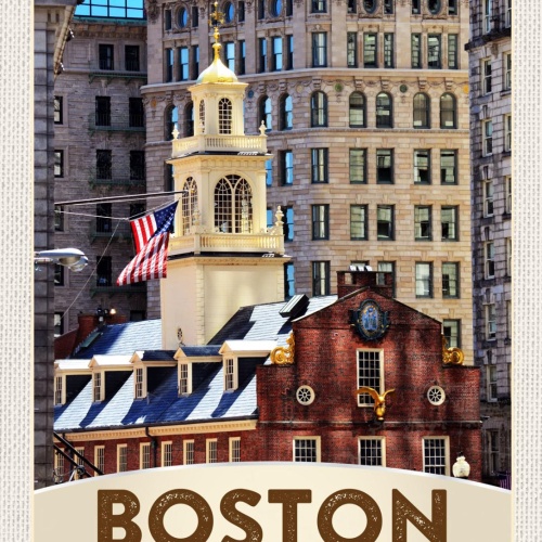 Schild Boston USA Massachusetts Old State House 12x18 20x30 30x40 Blech/Holz