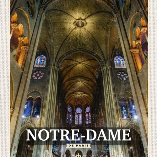 Schild Notre-Dame De Paris Frankreich Kathedrale 12x18 20x30 30x40 Blech/Holz
