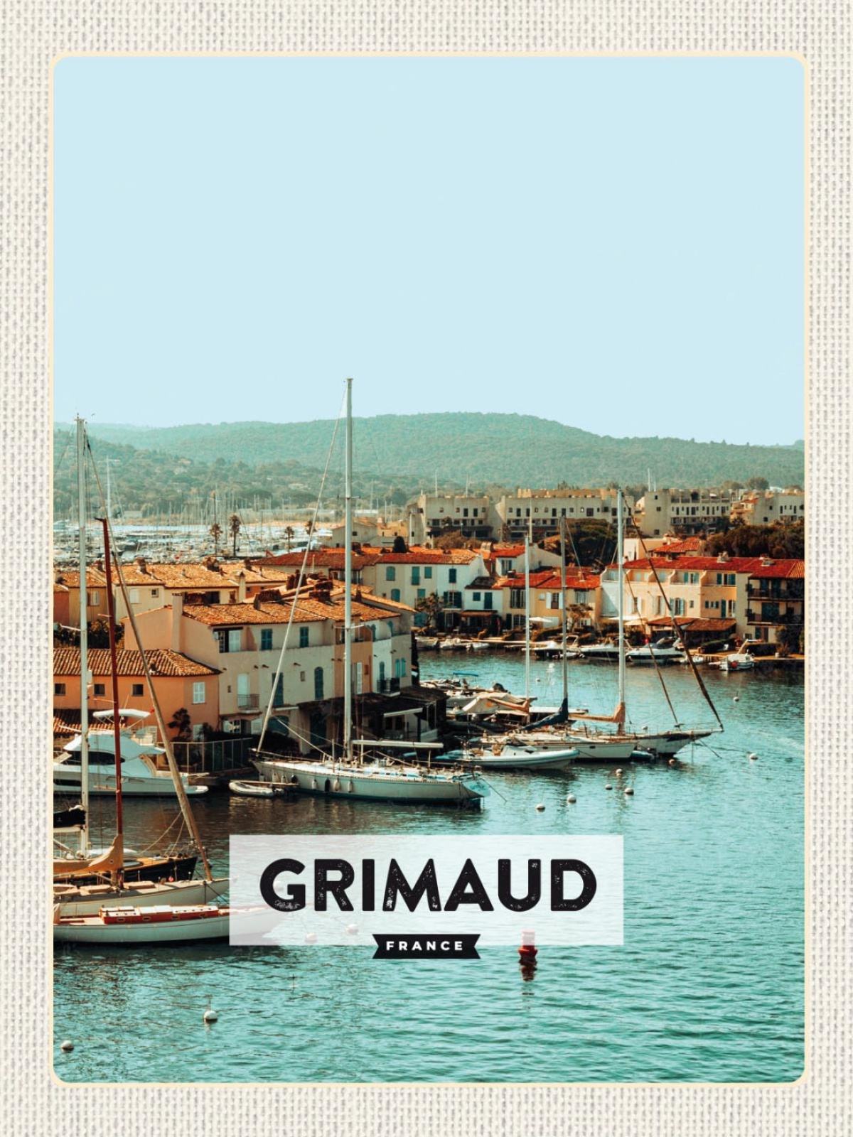 Schild Grimaud France Frankreich Hafen Schiffe 12x18 20x30 30x40 Blech od. Holz
