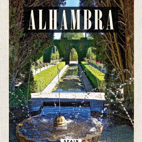 Schild Alhambra Spain Spanien Generalife Palast 12x18 20x30 30x40 Blech od. Holz