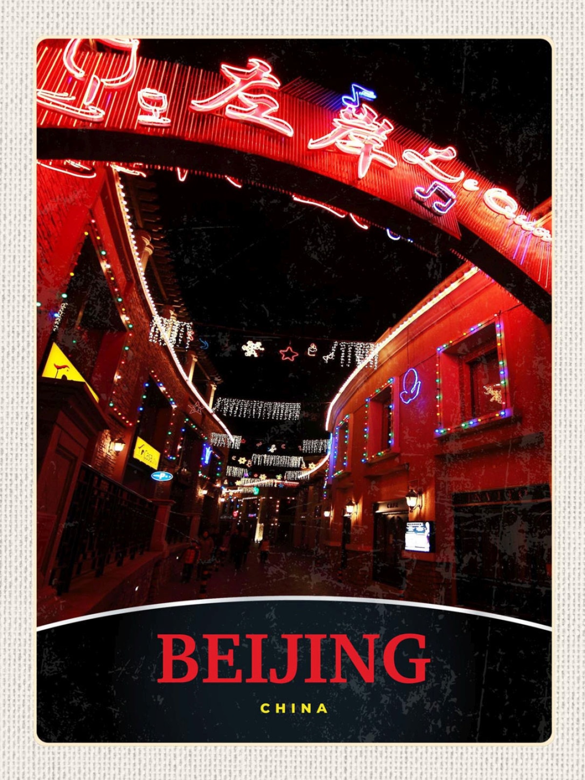 Schild Beijing China Peking Nacht Markt Geschäfte 12x18 20x30 30x40 Blech/Holz