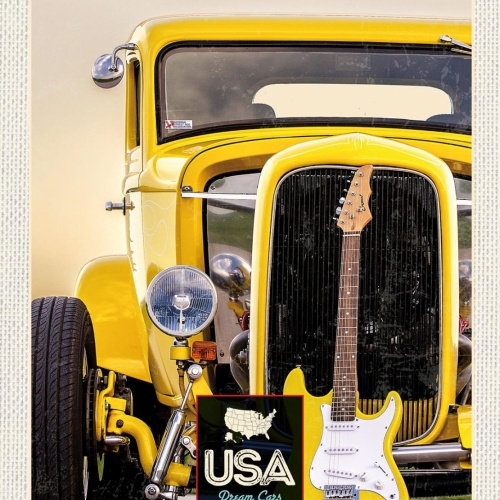 Schild USA Dream Cars Auto Hot Rod Gitarre Amerika 12x18 20x30 30x40 Blech/Holz
