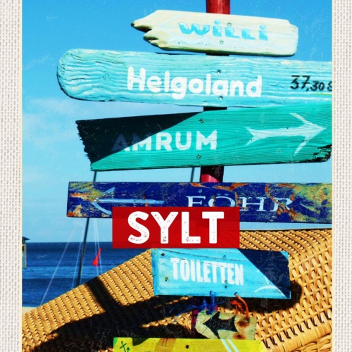 Schild Sylt Insel Wegweiser Küste Ostfriesland D 12x18 20x30 30x40 Blech/Holz