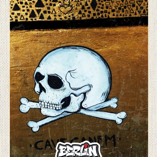 Schild Berlin Street Art Graffiti Totenkopf D 12x18 20x30 30x40 Blech/Holz