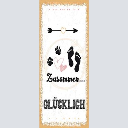 Schild zusammen glücklich katze hund mensch haus tier liebe 27x10 blech od.holz