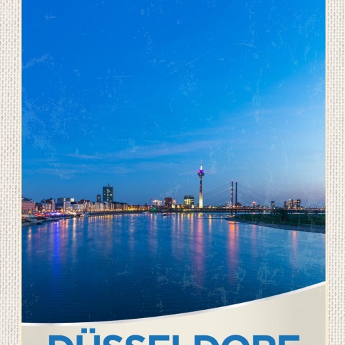 Schild Düsseldorf Germany Rheinturm Stadt Nacht D 12x18 20x30 30x40 Blech/Holz