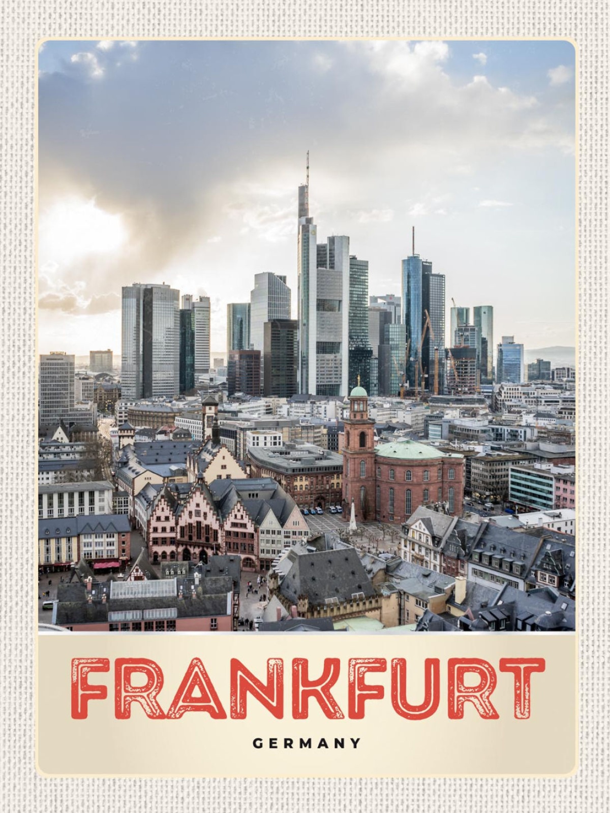 Schild Frankfurt Germany Stadt Ansicht Deutschland 12x18 20x30 30x40 Blech/Holz