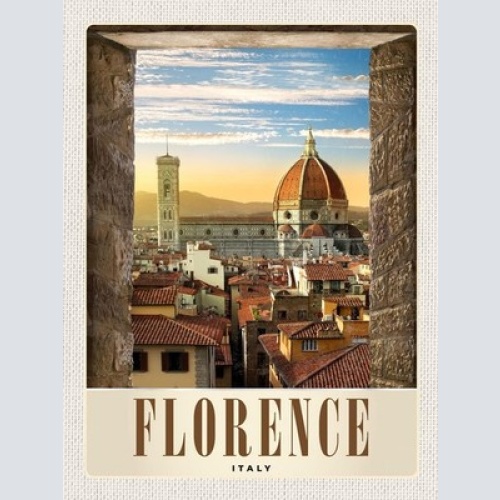 Schild Florence Italy Florenz Italien Stadt Dom 12x18 20x30 30x40 Blech/Holz