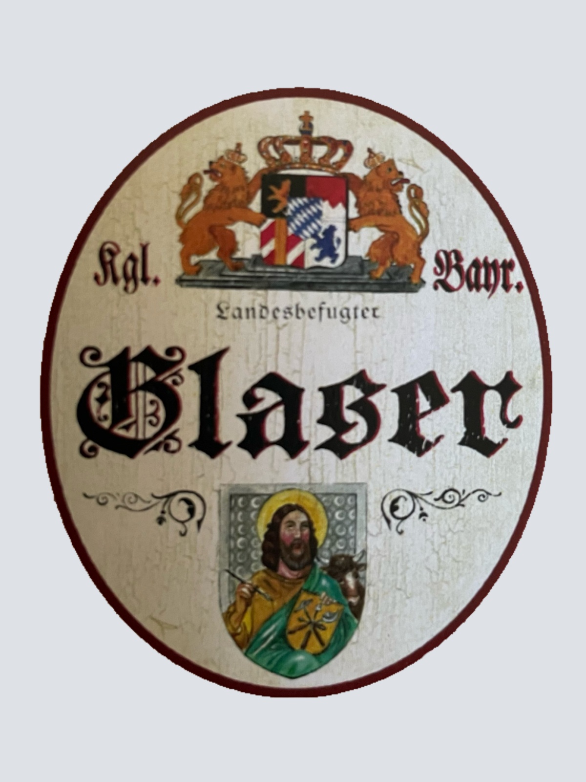 Nostalgie Holzschild Bayern Königlich Bayerischer Landesbefugter Glaser Schild