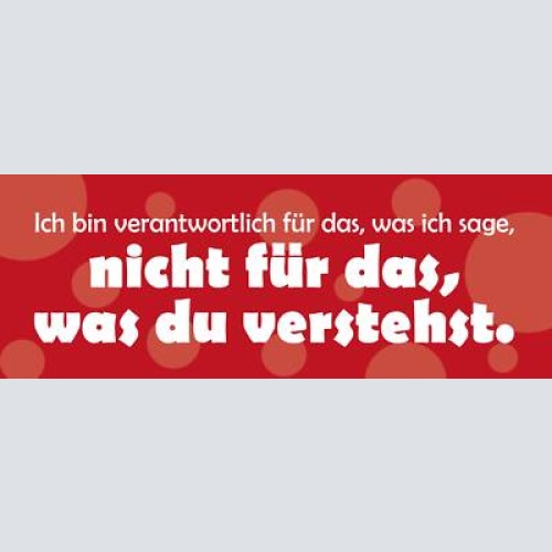 Schild ich bin verantwortlich für was ich sage nicht für was du verstehst 27x10