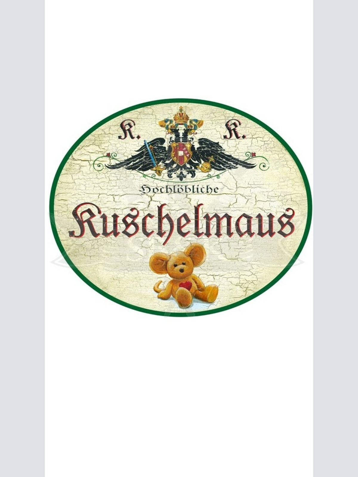 KuK Nostalgie Holzschild "Kuschelmaus Orange"