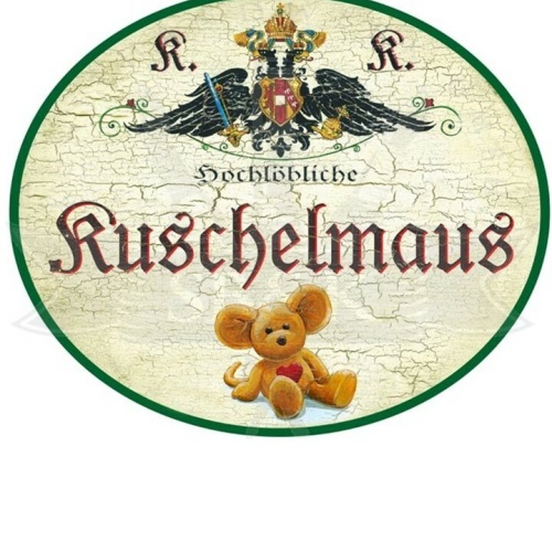 KuK Nostalgie Holzschild "Kuschelmaus Orange"