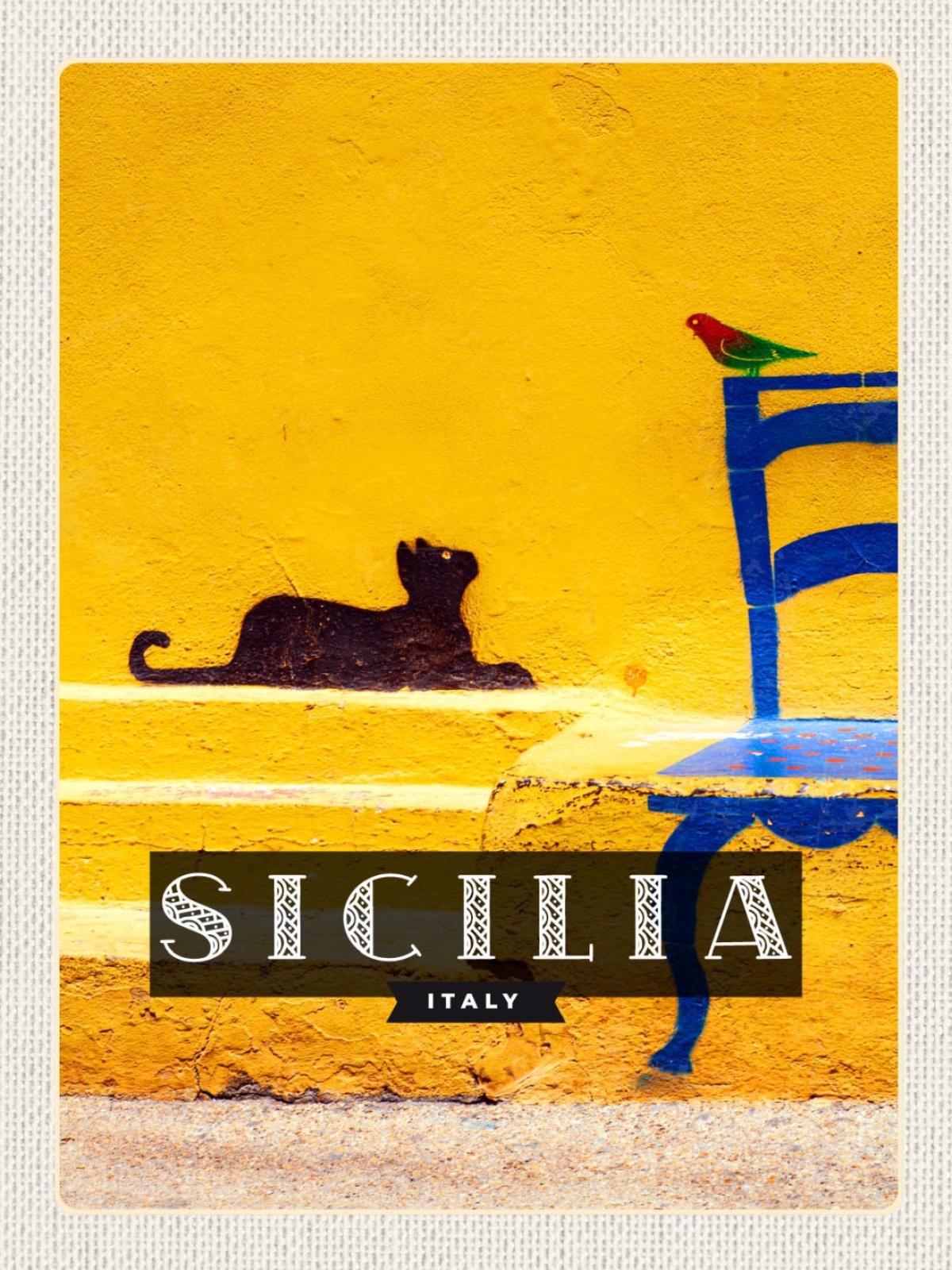 Schild Sicilia Italy Sizilien Italien Katze Malerei 12x18 20x30 30x40 Blech/Holz