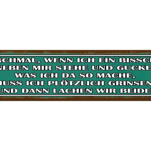Schild Neben Mir Stehe Grinsen Lachen Paar Beziehung Liebe 46 x 10 Blech od.Holz