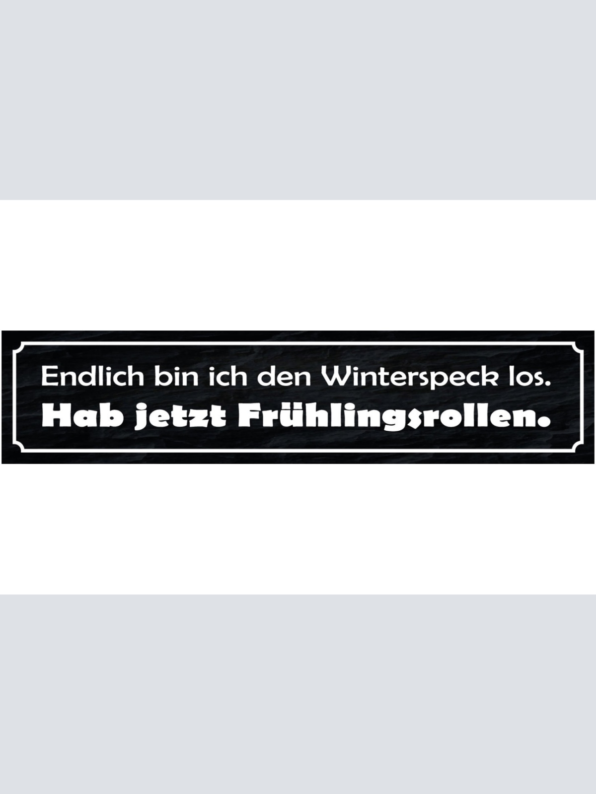 Schild Winter Speck Frühlingsrollen Abnehmen Diät Gewicht 46 x 10 Blech od. Holz