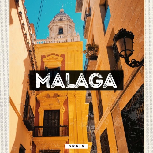 Schild Málaga Spain Spanien Stadt Gasse 12x18 20x30 30x40 Blech od. Holz