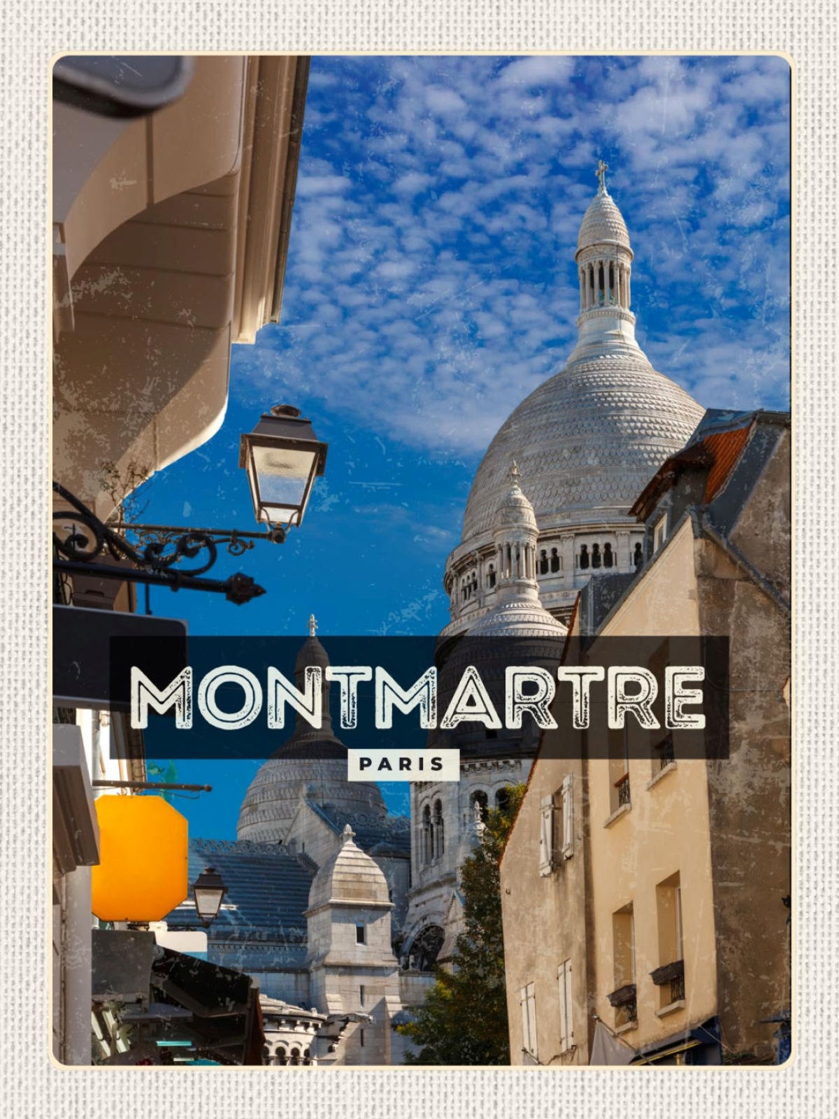 Schild Montmartre Paris Frankreich Sacré-Cœur 12x18 20x30 30x40 Blech/Holz