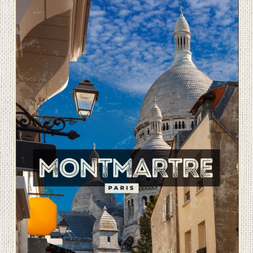 Schild Montmartre Paris Frankreich Sacré-Cœur 12x18 20x30 30x40 Blech/Holz