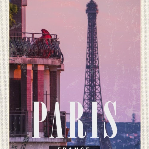 Schild Paris France Frankreich Eiffelturm Stadt 12x18 20x30 30x40 Blech od. Holz
