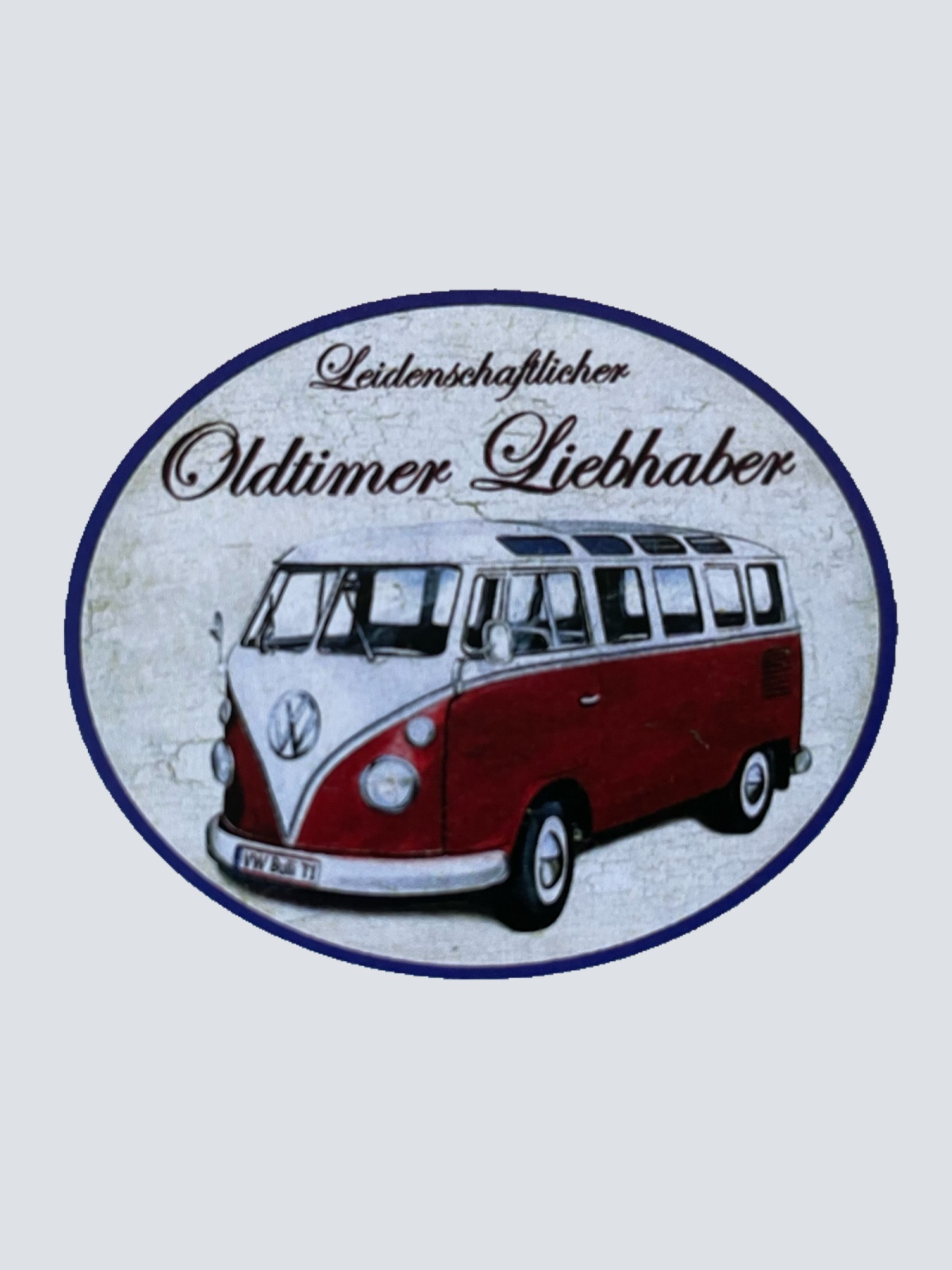 Nostalgie Holzschild Leidenschaftlicher Oldtimer Liebhaber VW Bulli Bus Schild