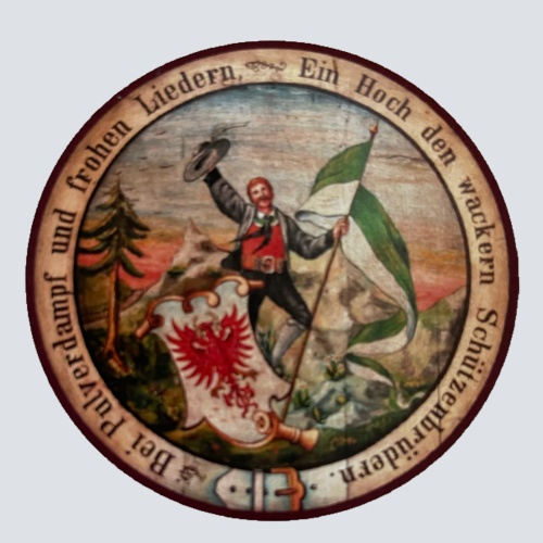 Nostalgie Holzschild Schützenscheibe Bei Pulverdampf & Frohen Liedern Schild