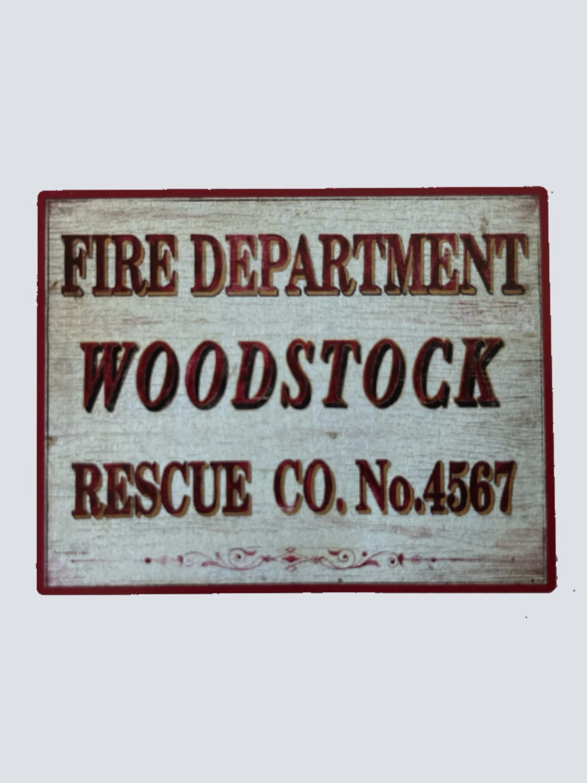 Nostalgie Holzschild Fire Department Woodstock Rescue Co. Feuerwehr Schild