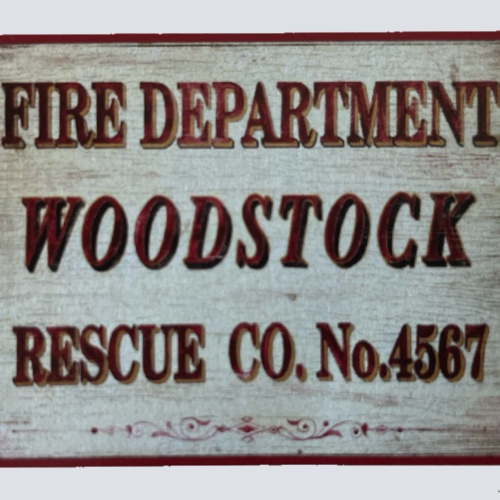 Nostalgie Holzschild Fire Department Woodstock Rescue Co. Feuerwehr Schild