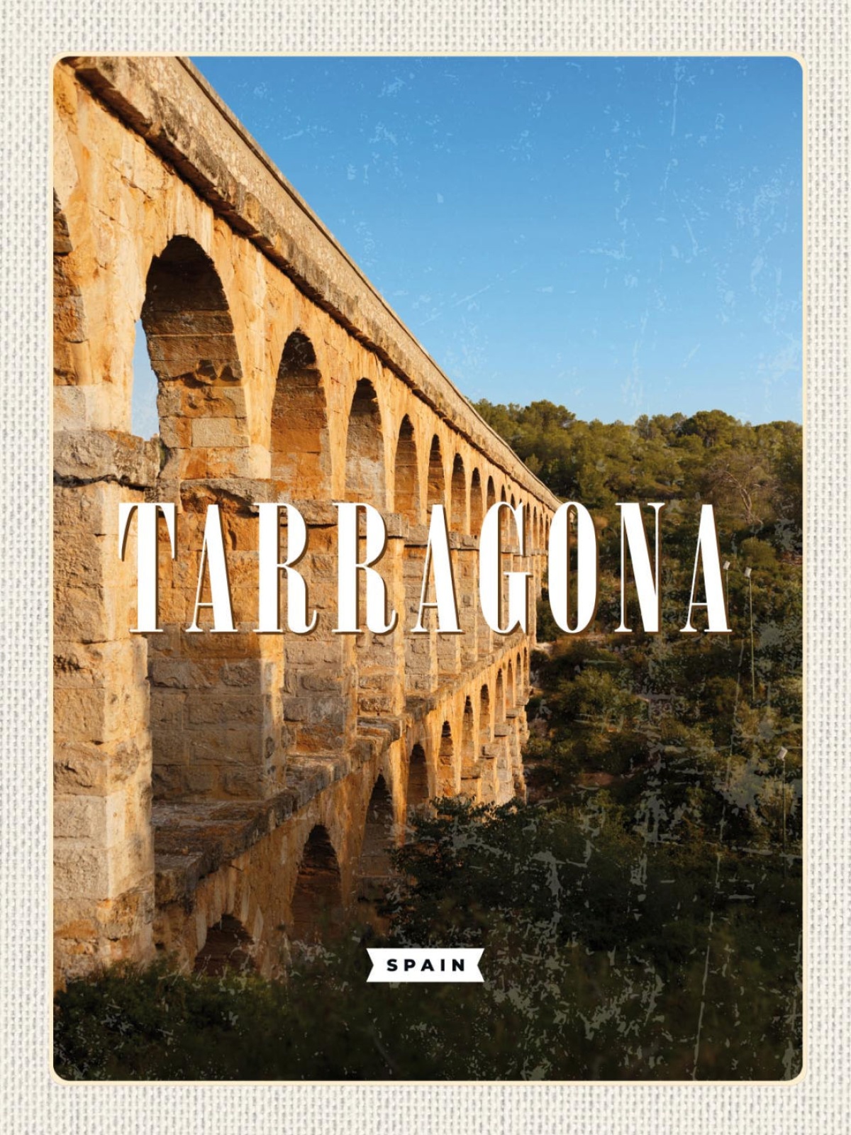 Schild Tarragona Spain Spanien Aquädukt Stadt 12x18 20x30 30x40 Blech od. Holz