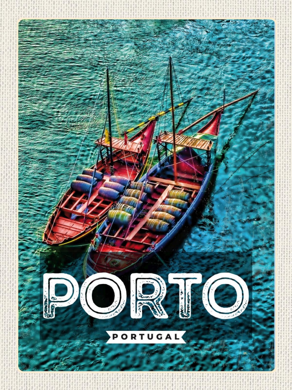 Schild Porto Portugal Boot Schiff Meer Stadt 12x18 20x30 30x40 Blech od. Holz