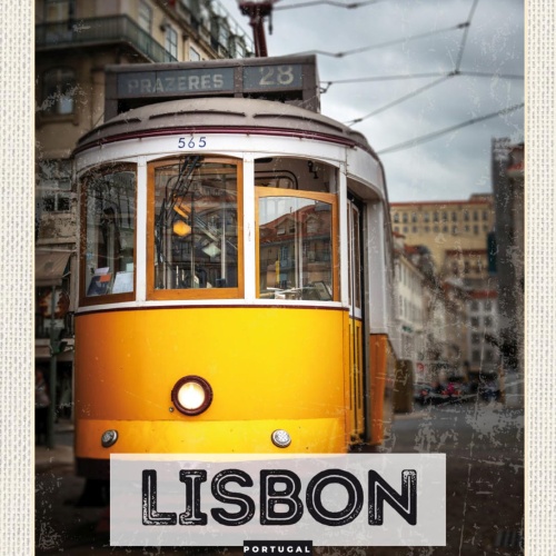 Schild Lisbon Lissabon Portugal Straßenbahn Stadt 12x18 20x30 30x40 Blech/Holz