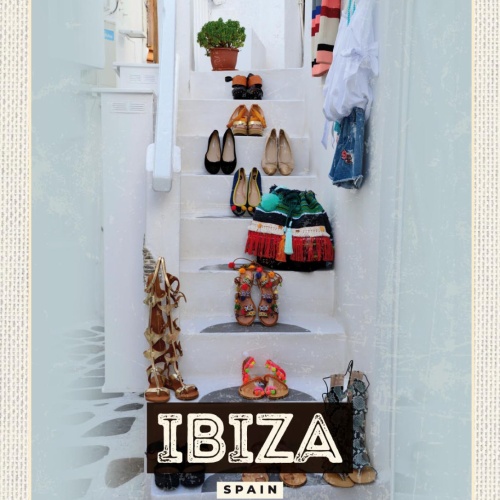 Schild Ibiza Spain Spanien Stiege Treppe Haus 12x18 20x30 30x40 Blech od. Holz