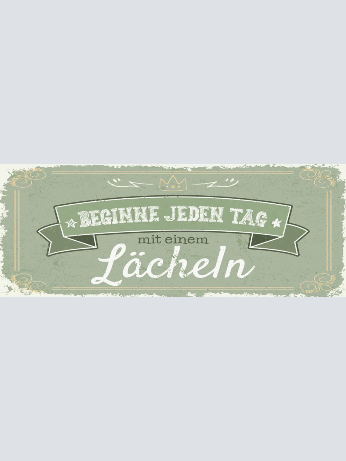 Schild Beginne Jeden Tag Mit Einem Lächeln Leben Positiv 27x10 Blech od.Holz