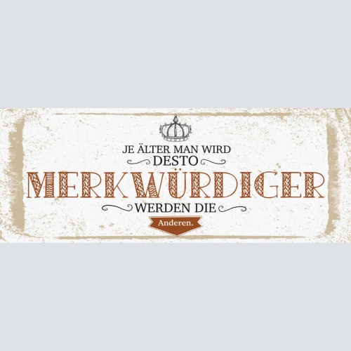 Schild Je Älter Man Wird Desto Merkwürdiger Werden Die Anderen Alter Alt 27x10