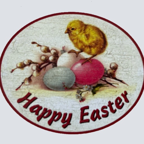 Nostalgie Holzschild Happy Easter Frohe Ostern Ostereier Küken Schild