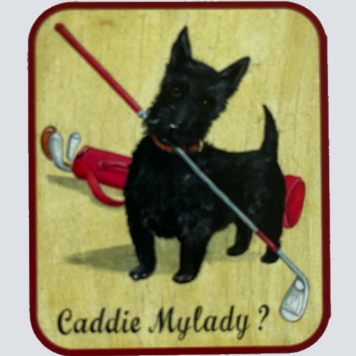 Nostalgie Holzschild Caddie Mylady? Hund Golf Spielen Golfschläger Schild