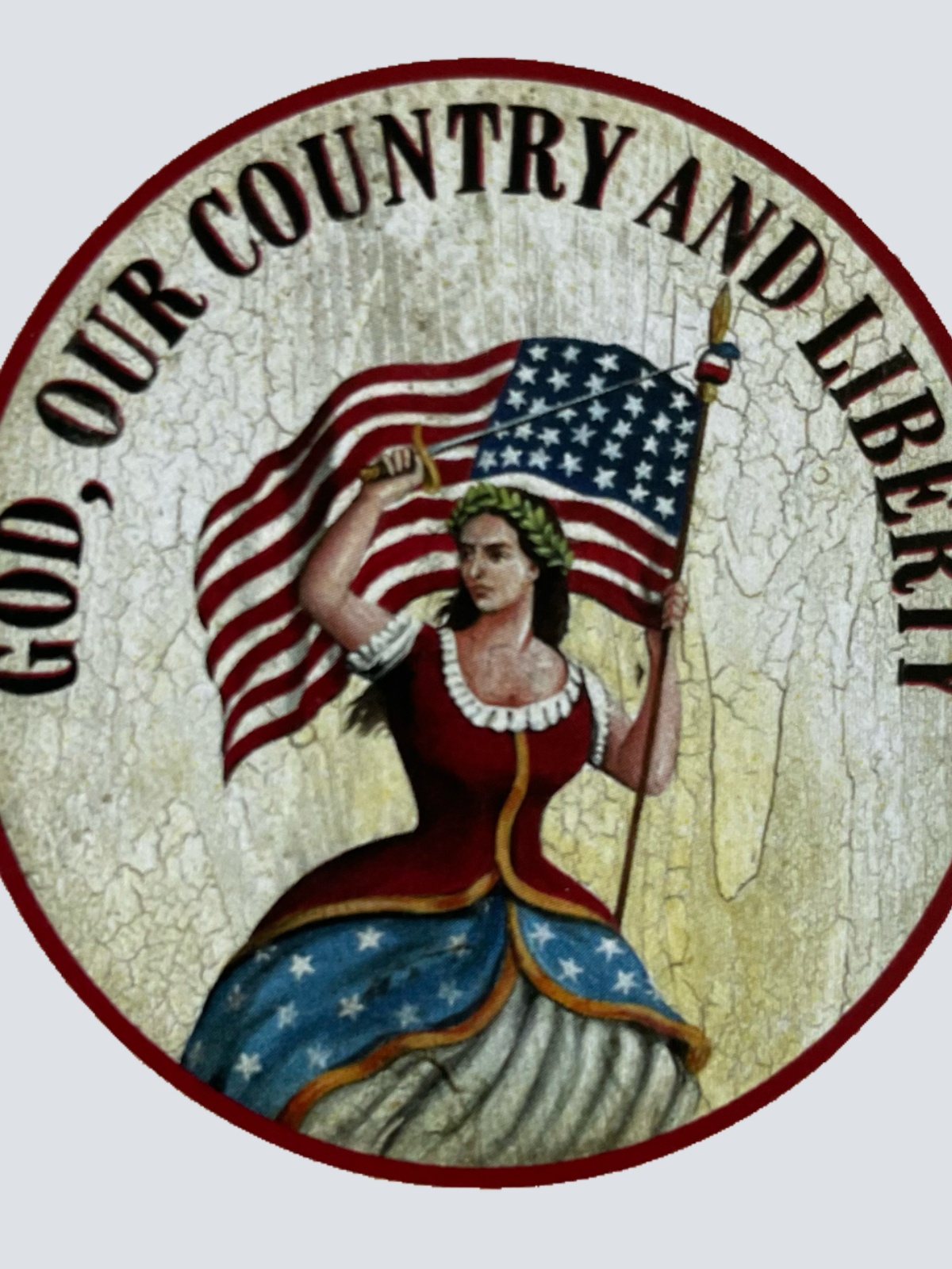 Nostalgie Holzschild God, Our Country & Liberty Amerika USA Freiheit Schild